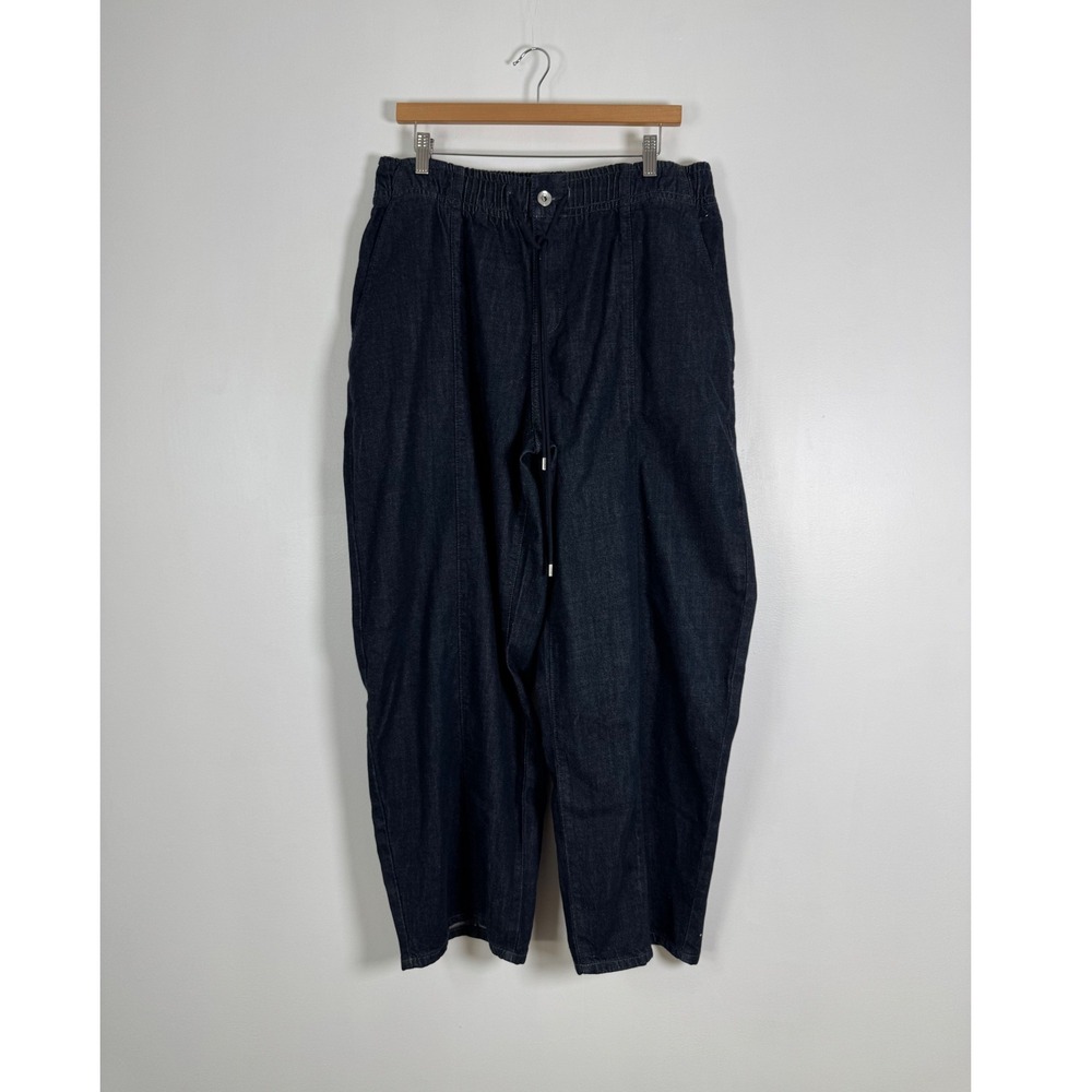 Minimalist Everlane Womens L Baggy Barrel Leg Denim Pants Dark Indigo Organic